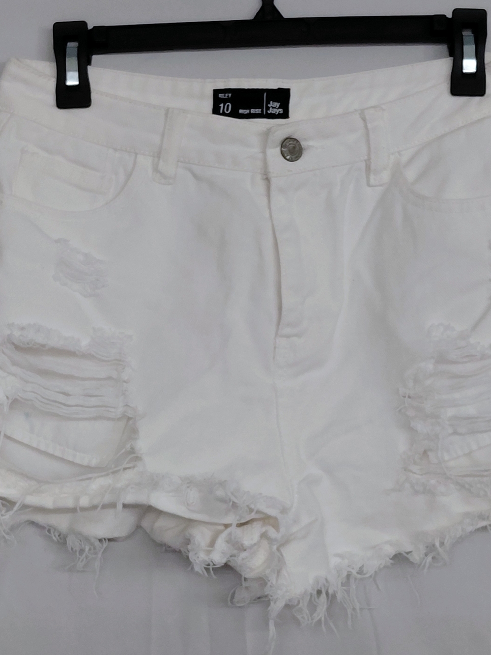 White Distressed Denim Jean Shorts - Women’s Size 10